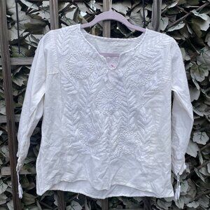 Carmel Designer Marie-Clare Embroided Bohemian Cotton Pull On Top New